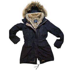 Vintage Y2K Abercrombie & Fitch Parka Jacket Faux Fur Hooded Lined Womens Size S